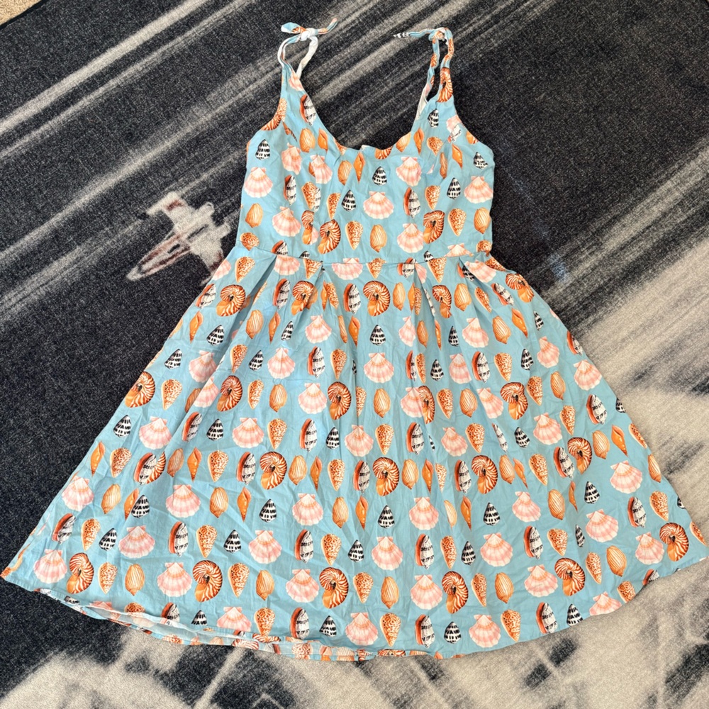 Hell Bunny Aqua Seashell Pattern Dress